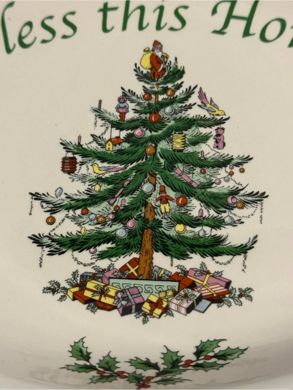 Spode Cream and Green 'Bless This Home' Holiday Serving Platter